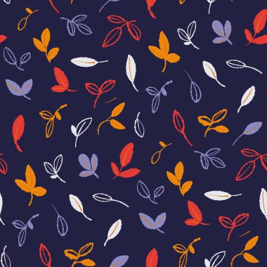 Çok renkli yapraklı, soyut, pürüzsüz bir desen. Vektör illüstrasyonu. 