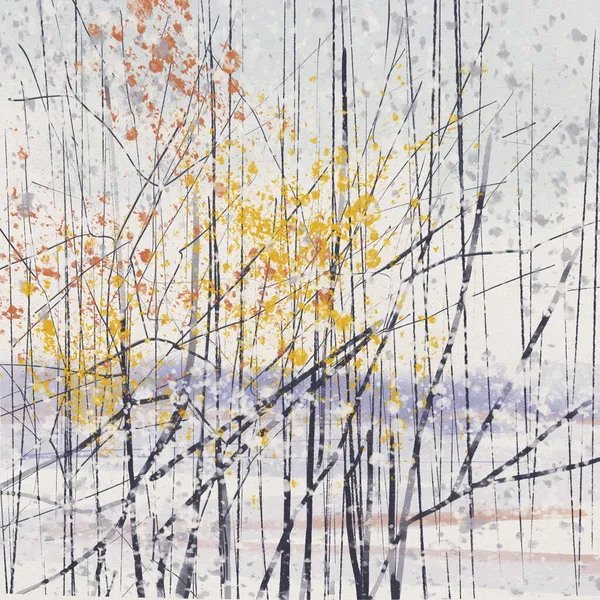 Foresta Invernale Disegno Acquerello Illustrazione Disegnata Mano — Foto Stock