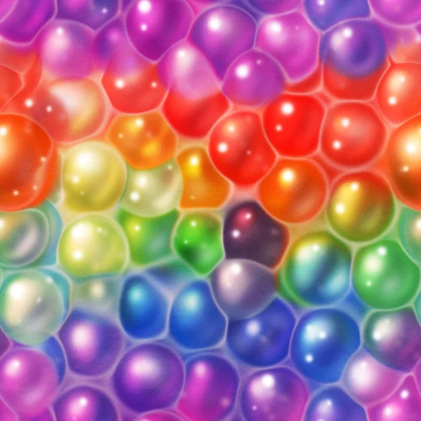 Bezproblémový Vzor Duhovými Průhlednými Bublinami Pro Slavnostní Zázemí Balicí Papír — Stock fotografie