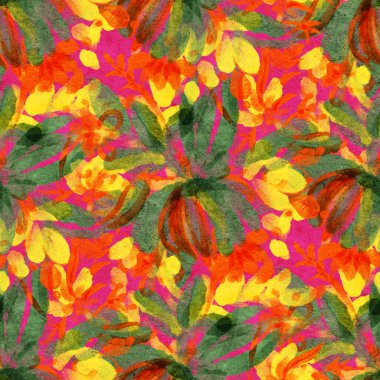 Parlak bahar çiçekleriyle kusursuz desen. Dijital resim.