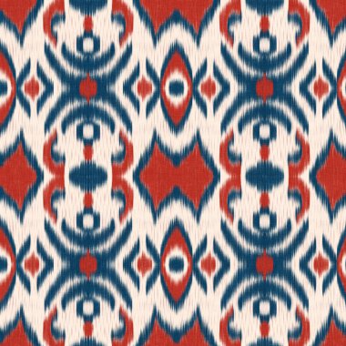 Kusursuz Ikat Deseni. Tekstil tasarımı, duvar kağıdı, yüzey dokuları, ambalaj kağıdı için soyut arkaplan.
