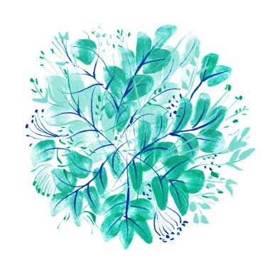 Beyaz arka planda izole edilmiş çiçekler. Dijital resim. El çizimi illüstrasyon. 