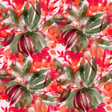 Parlak bahar çiçekleriyle kusursuz desen. Dijital resim.