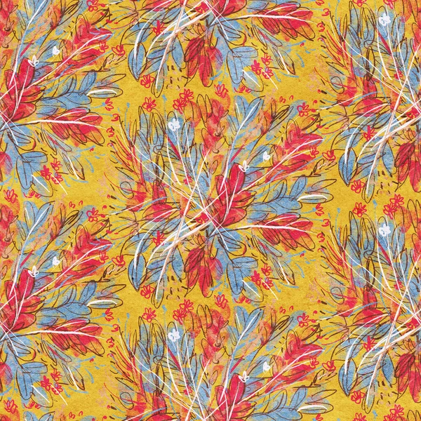 Nahtloses Muster Mit Leuchtenden Frühlingsblumen Digitale Malerei — Stockfoto