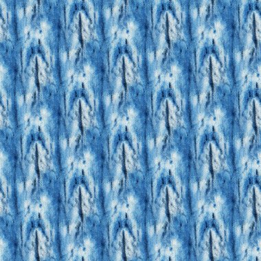 Beyaz ipeğin üzerindeki çivit rengi kusursuz kravat boyası deseni. El boyası kumaşlar - nodüler batik. Shibori boyaması.. 