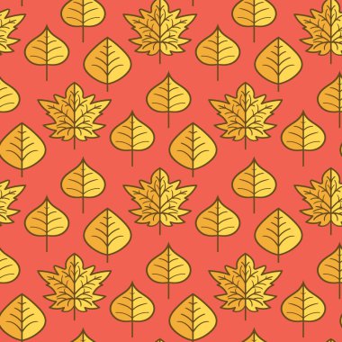 Sonbahar yapraklı, soyut, pürüzsüz bir desen. Vektör illüstrasyonu. 