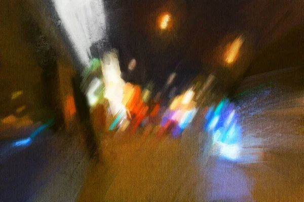 Impressionismo Abstrato Paisagem Cidade Nocturna Pintura Moderna Ilustração Desenhada Mão — Fotografia de Stock