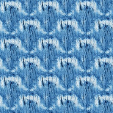 Beyaz ipeğin üzerindeki çivit rengi kusursuz kravat boyası deseni. El boyası kumaşlar - nodüler batik. Shibori boyaması.. 