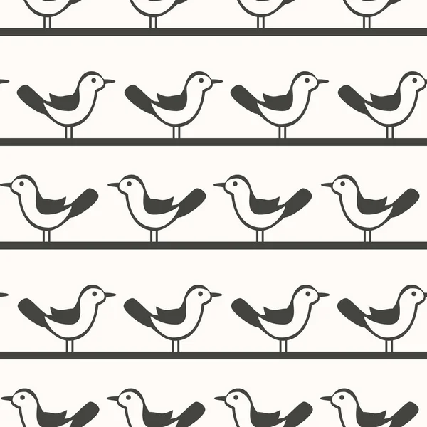 单色无缝图案与鸟涂鸦风格 矢量图 — 图库矢量图片