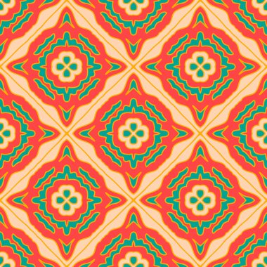 Dekoratif fayansların eski tarz kusursuz deseni. Vektör illüstrasyonu