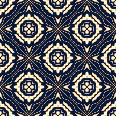 Dekoratif fayansların eski tarz kusursuz deseni. Vektör illüstrasyonu