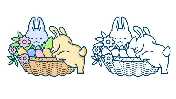 Hand Drawn Illustration Funny Cartoon Bunnies Painted Monochrome Version Vector — Διανυσματικό Αρχείο