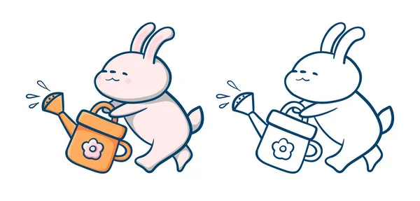 Ručně Kreslené Ilustrace Legrační Karikatura Bunny Malované Černobílé Verze Vektor — Stockový vektor