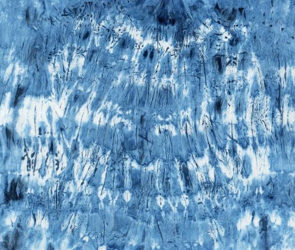 Vzor Indigové Barvy Bílém Hedvábí Ručně Malované Tkaniny Nodulární Batik — Stock fotografie