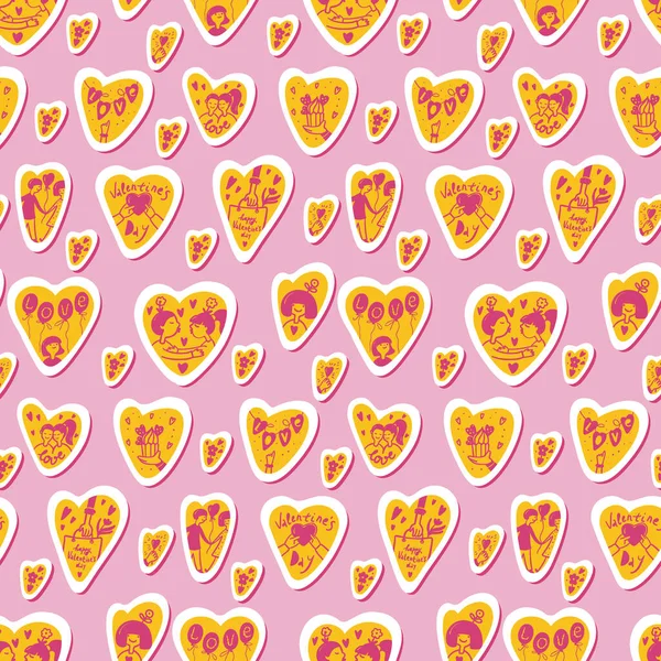 Seamless Pattern Hearts Valentine Day Vector Illustration — Stock Vector