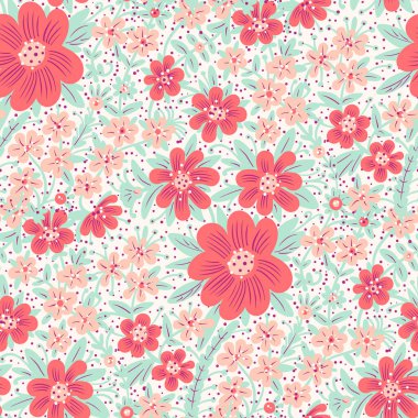 Kusursuz desenli, karalama tarzında çiçekler. Vektör illüstrasyonu. 