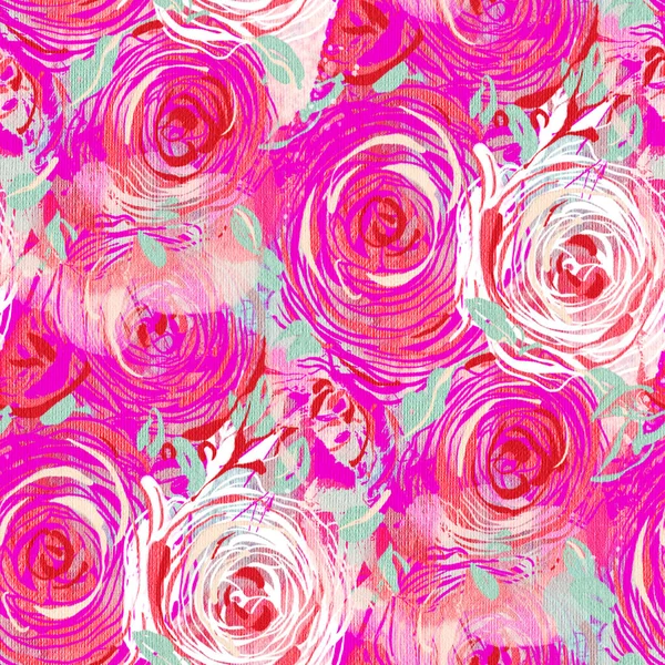 Bezešvé Vzory Akvarelovými Růžemi Ručně Kreslená Ilustrace — Stock fotografie
