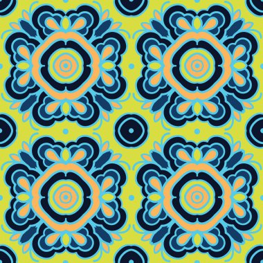 Akdeniz 'in mozaik fayanslarıyla kusursuz desen. Vektör illüstrasyonu