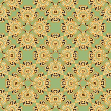 Akdeniz 'in mozaik fayanslarıyla kusursuz desen. Vektör illüstrasyonu