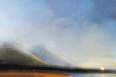 Soyut izlenimcilik. Manzara. Modern resim. El çizimi illüstrasyon. 