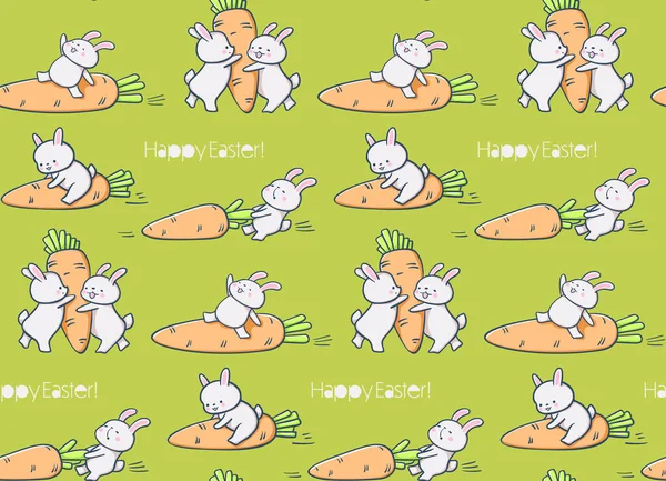 Naadloze Patroon Met Grappige Cartoon Bunnies Handgetekende Illustratie Vector — Stockvector