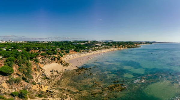 Praia Balaia和Praia Santa Eulalia葡萄牙Algarve Albufeira的空中无人驾驶飞机全景拍摄 — 图库照片