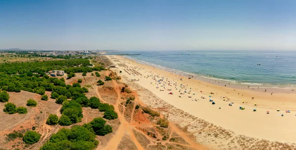 Aerial Drone Beach View Vilamoura Praia Falesia Algarve Πορτογαλία — Φωτογραφία Αρχείου