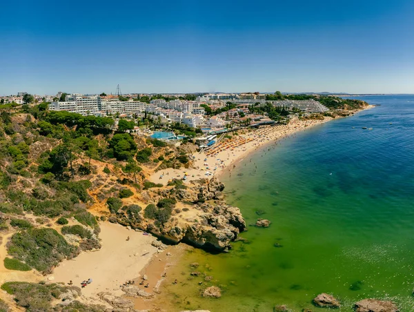 Panorami Aerei Drone Della Spiaggia Oura Praia Oura Albufeira Algarve Fotografia Stock