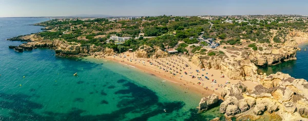 Панорамний Вигляд Популярних Повітряних Дронів Praia Castelo Beach Albufeira Algarve — стокове фото