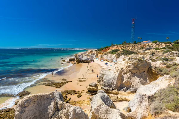 Panoramatický Letecký Výhled Praia Gale Gale Pláž Blízkosti Albufeira Armacao — Stock fotografie