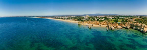Luft Och Panoramautsikt Över Stranden Praia Dos Tres Irmaos Alvor — Stockfoto