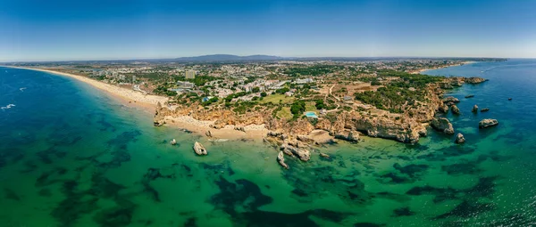 Vista Aérea Panorâmica Praia Dos Tres Praia Dos Irmaos Alvor — Fotografia de Stock