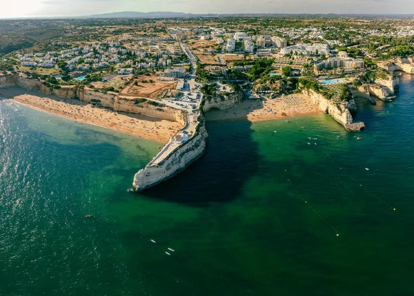 Letecký Bezpilotní Panoramatický Výhled Pláže Praia Nova Praia Nossa Algarve — Stock fotografie
