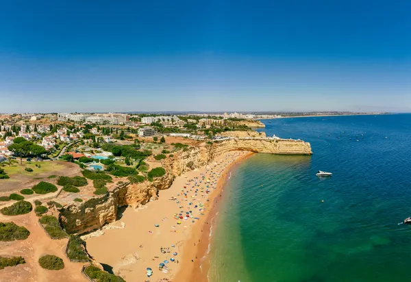 Vistas Panorâmicas Drones Aéreos Praia Nova Praia Nossa Algarve Portugal — Fotografia de Stock