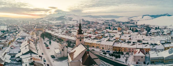 Panorama Della Parte Centrale Della Città Podolinec Inverno Slovacchia — Foto Stock