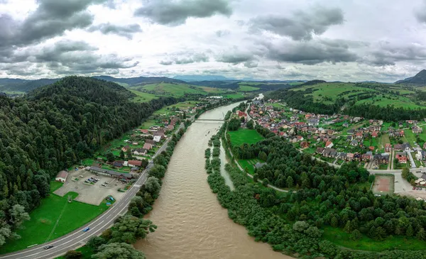 Panorama Delle Tre Corone Massiccio Sul Fiume Dunajec Regione Montana — Foto Stock