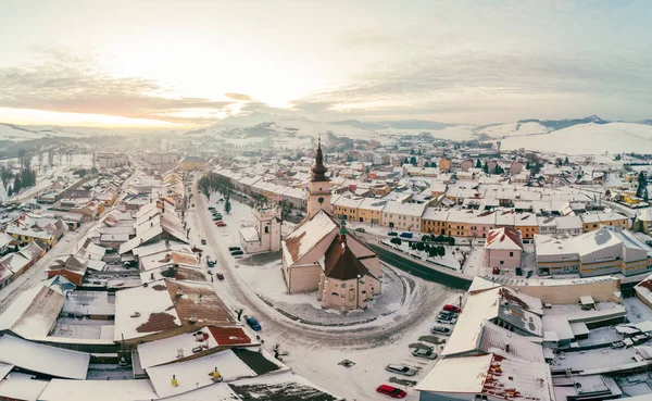 Panorama Parte Central Cidade Podolinec Inverno Eslováquia — Fotografia de Stock