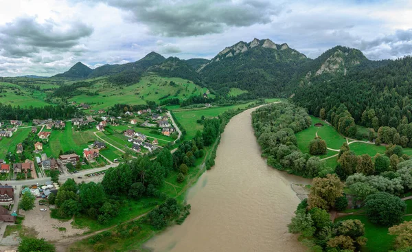 Panorama Maciço Das Três Coroas Sobre Rio Dunajec Região Montanhosa — Fotografia de Stock