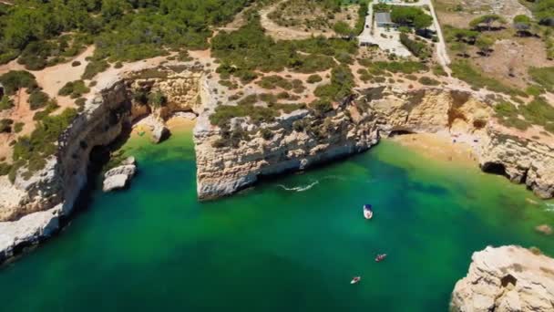 Aerial View Albandeira Beach Praia Albandeira Lagoa Algarve Portugal — 비디오