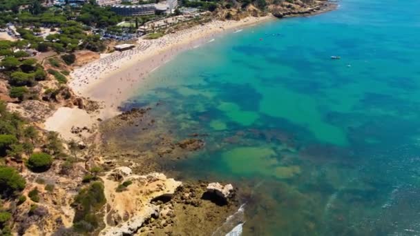 Letecké Panoramatické Záběry Praia Balaia Praia Santa Eulalia Portugalsko Algarve — Stock video