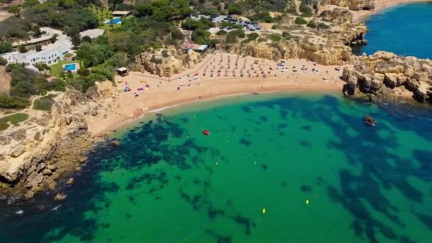 Vista Panorâmica Drone Aéreo Praia Castelo Albufeira Algarve Portugal — Vídeo de Stock