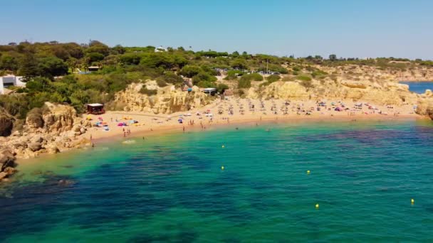 Vista Panorámica Aérea Playa Praia Castelo Albufeira Algarve Portugal — Vídeo de stock