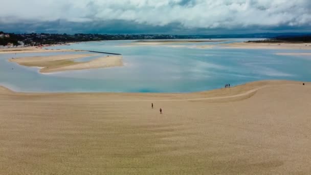 Aerial View Foz Arelho Beach Summer Portugal — Stock Video