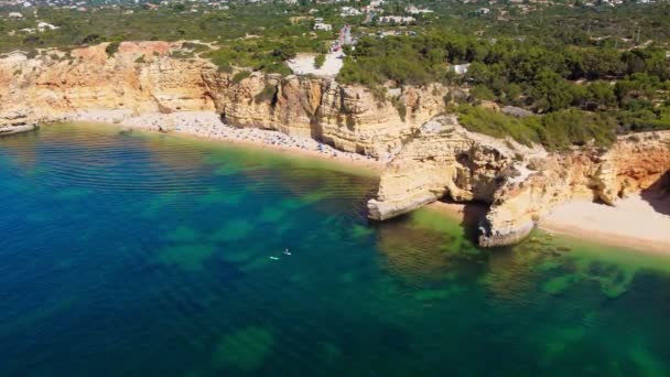 Vista Aérea Praia Marinha Malhada Baraco Praias Algarve Portugal — Vídeo de Stock