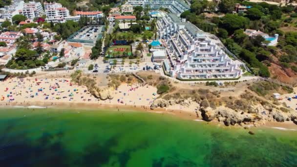 Aerial Drone View Oura Beach Praia Oura Albufeira Algarve Portugal — Stock Video
