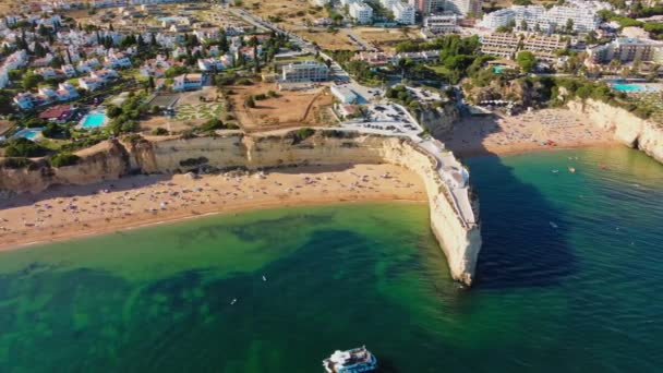Aerial Drone Panoramic Views Praia Nova Praia Nossa Algarve Πορτογαλία — Αρχείο Βίντεο