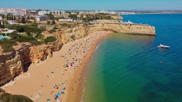Aerial Drone Panoramic Views Praia Nova Praia Nossa Algarve Portugal — Stock Video