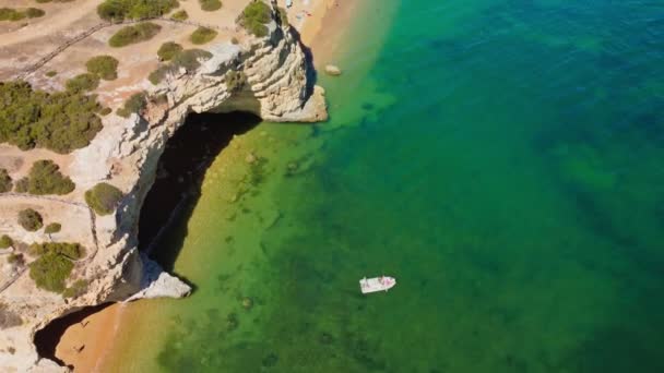 Vistas Panorámicas Aviones Tripulados Praia Nova Praia Nossa Algarve Portugal — Vídeo de stock