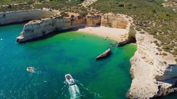 Drone Aereo Vista Panoramica Praia Nova Praia Nossa Algarve Portogallo — Video Stock