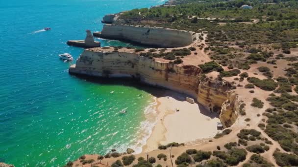 Drohnenpanorama Von Praia Nova Und Praia Nossa Algarve Portugal — Stockvideo